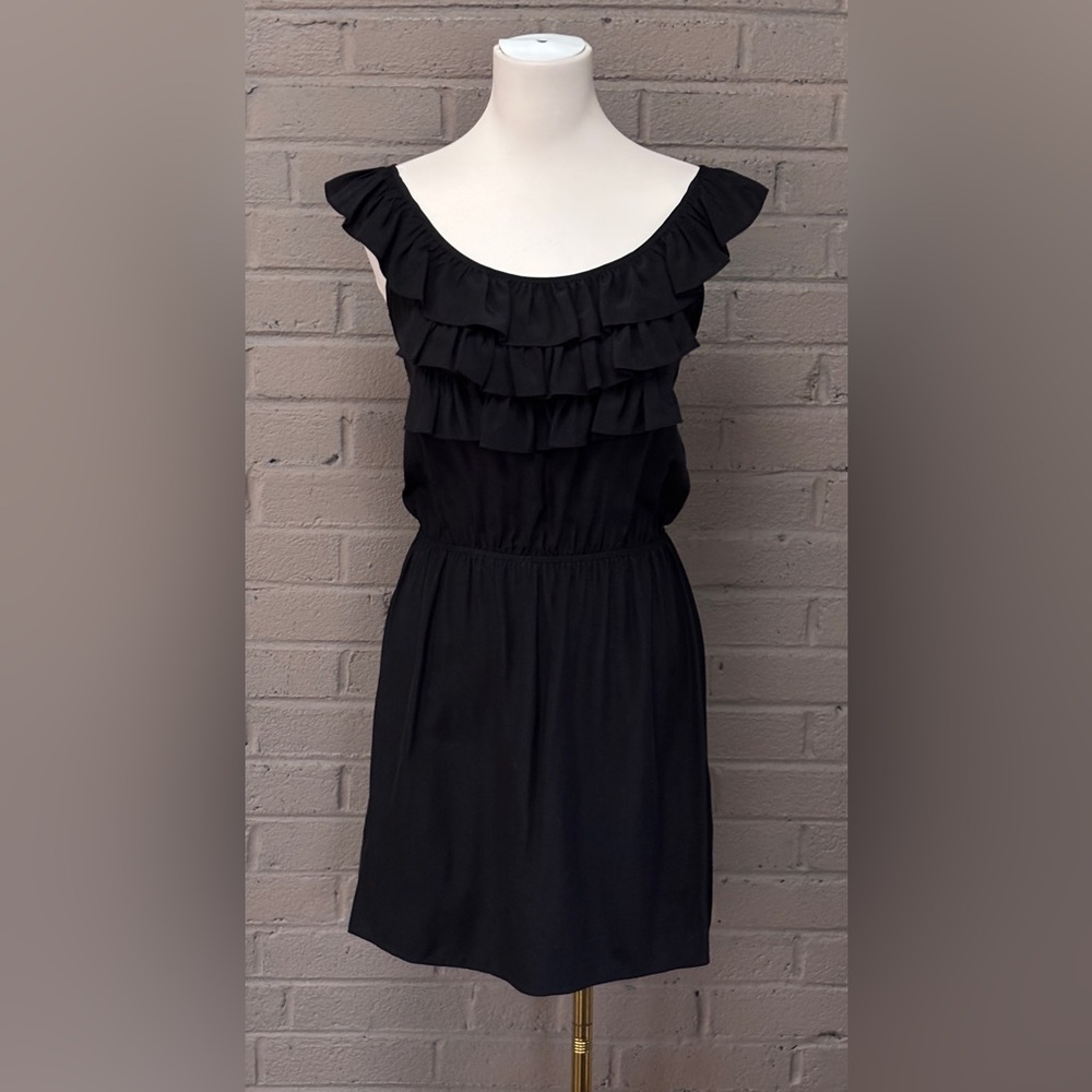 Amanda Uprichard Black Silk Ruffle Mini Dress S
